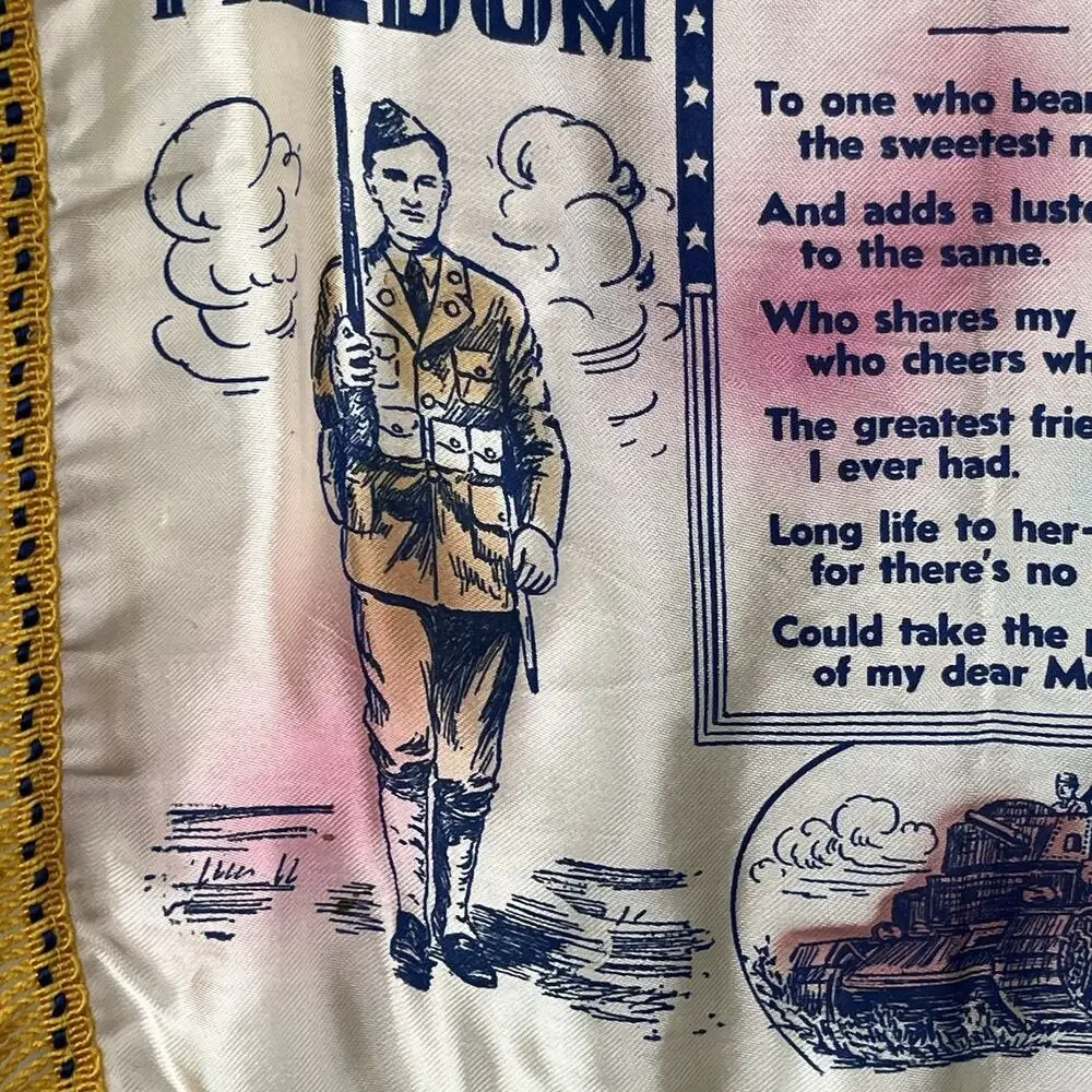 WWI US Army Mom Tribute Pillow Cover Antique Military Memorabilia History